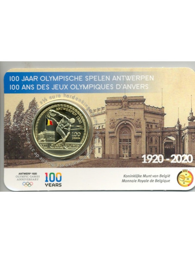 BELGIQUE 2020 2.50 EURO 100 ANS DES JEUX OLYMPIQUES D ANVERS COLORISEE COINCARD