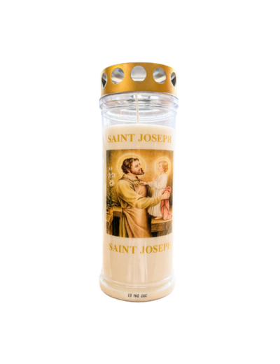 Bougie Funéraire 160 Heures Saint Joseph avec Prière