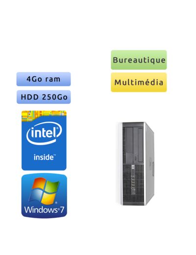 Hp 8000 Elite SFF - Windows 7 - 2.7Ghz 4Go 250Go - Port Serie - PC Tour Bureautique Ordinateur