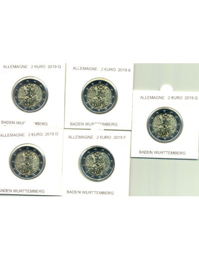ALLEMAGNE 2019 5 ATELIERS A.D.F.G.J 2 EURO CHUTE DU MUR DE BERLIN