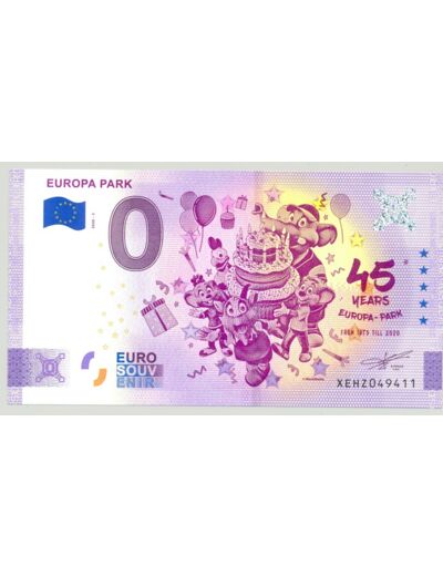 ALLEMAGNE 2020-5 EUROPA PARK 45 YEARS (ANNIVERSAIRE) BILLET SOUVENIR 0 EURO