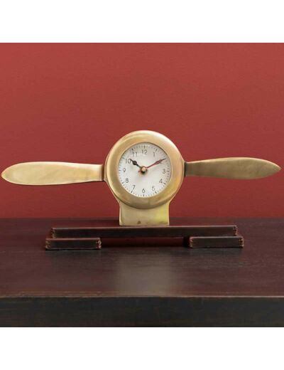 Horloge hélice sur base cuir 10x6x31cm