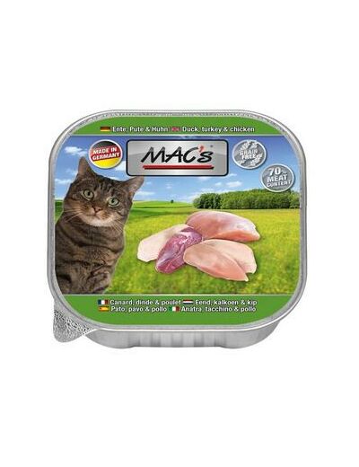 MAC'S raffineur, saveur Canard Dinde et poulet pour chat - 100g