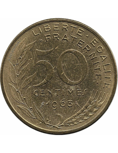 FRANCE 50 CENTIMES LAGRIFFOUL 1963 4 plis TTB+