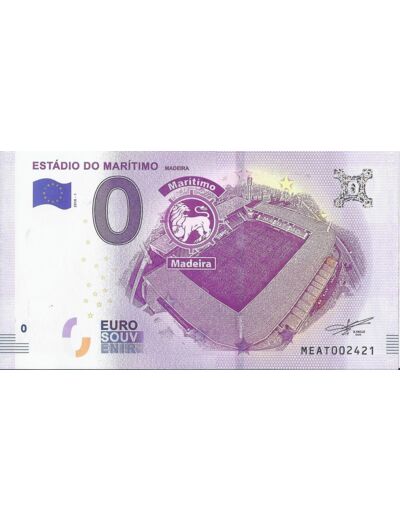 PORTUGAL 2018-1 ESTADIO DO MARITIMO 0 EURO BILLET SOUVENIR TOURISTIQUE  NEUF