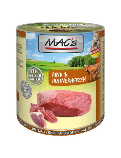 MAC'S boeuf & coeur de poulet pour chat - 400g