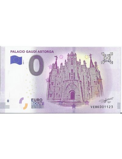 ESPAGNE 2018-1 PALACIO GAUDI ASTORGA BILLET SOUVENIR 0 EURO TOURISTIQUE NEUF