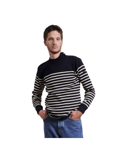 Pull Le Minor Marin Rayé Marine Ecru