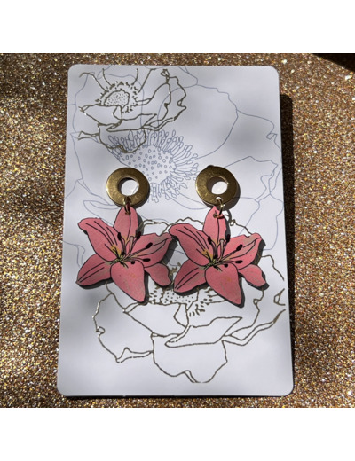 Boucles d'oreilles lys rose