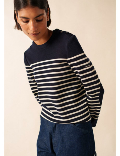 Pull marin rayé Brégançon 100% laine Mérinos SAINT JAMES