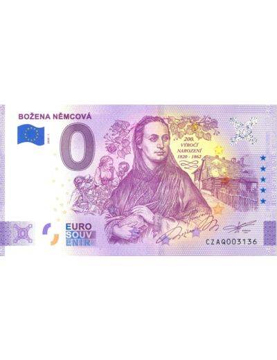 TCHECOSLOVAQUIE 2020-1 BOZENA NEMCOVA BILLET SOUVENIR 0 EURO TOURISTIQUE  NEUF