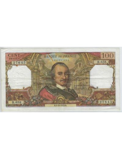 FRANCE 100 FRANCS CORNEILLE 5-10-1972 B.658 TTB