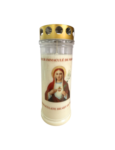 Bougie Funéraire 160 Heures Coeur Immaculé de Marie avec Prière