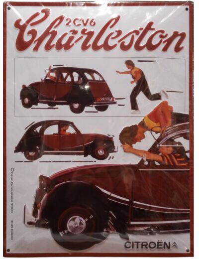 Plaque metal Citroën 2Cv6 Charlestone - 30 x 40 cm