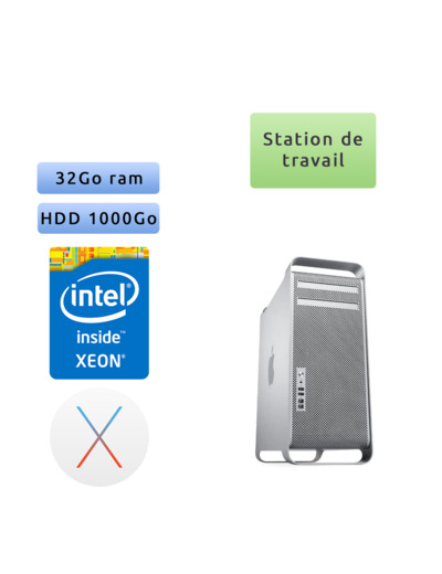 Apple Mac Pro Quad Core Xeon 3.2Ghz A1289 ( EMC 2629) 32Go 1To - MacPro5,1 - mi 2012 - Station de Travail