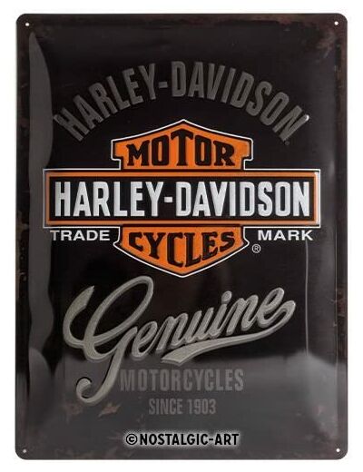 Plaque métal - Harley Davidson Genuine - 30*40cm.