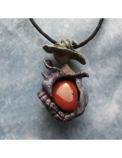 Pendentif "Lutin Passion" pierre naturelle Jaspe Rouge