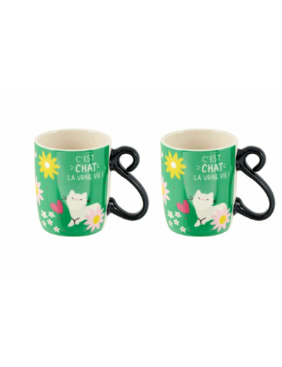 2 TASSES A CAFE C EST CHAT LA BELLE VIE