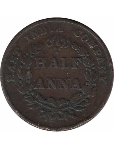 INDE BRITANNIQUE HALF ANNA 1835 TB