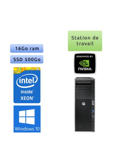 HP Workstation Z620 - Windows 10 - 2*E5-2643 v2 16Go 500Go SSD - K600 - Ordinateur Tour Workstation