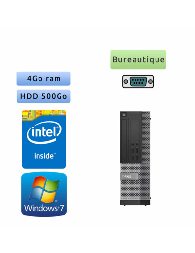 Dell Optiplex 7020 SFF - Windows 7 - G3240 4Go 500Go - Port Serie - Ordinateur Tour Bureautique PC