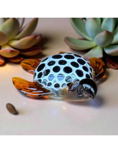 Ornement tortue ambré noir TURTLE 16x15x7cm
