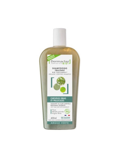 Shampooing traitant Cheveux Gras et Pellicules Argile verte sans sulfate 400ml