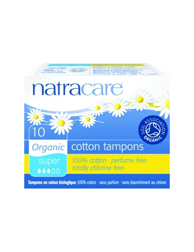 10 Tampons super sans applicateur en coton bio