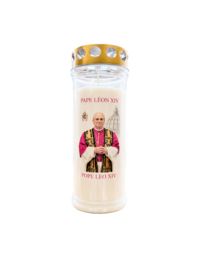 Bougie Funéraire 160 Heures Pape Léon XIV avec Prière