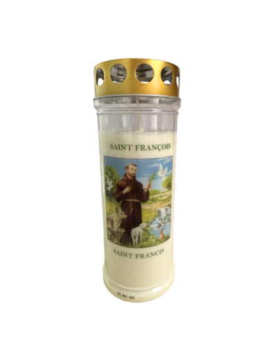 Bougie Funéraire 160 Heures Saint François d'Assises avec Prière