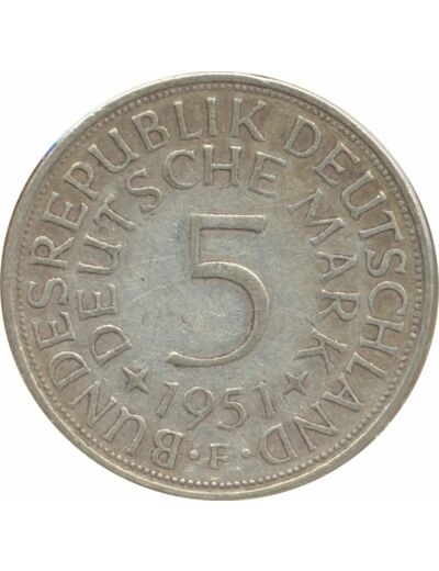 ALLEMAGNE 5 MARK 1951 F TTB