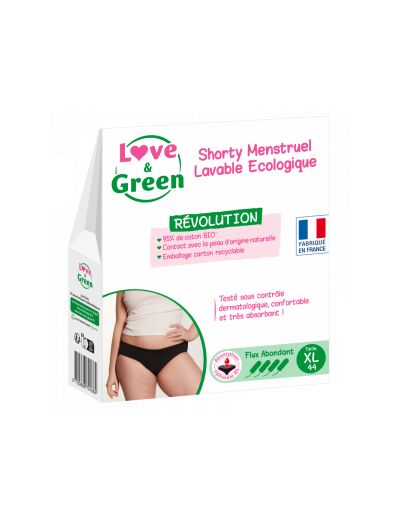 Shorty Menstruel Lavable Ecologique Taille 44 Flux abondant