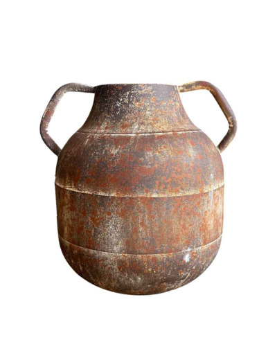 Vase fer marron patiné 29x25x28cm