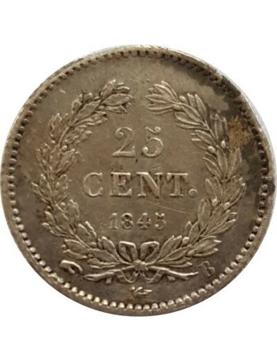 FRANCE 25 CENTIMES LOUIS PHILIPPE I 1845 B (Rouen) TTB