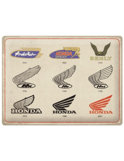 Plaque métal relief - HONDA logo evolution - 30 X 40 cm, Nostalgic Art.