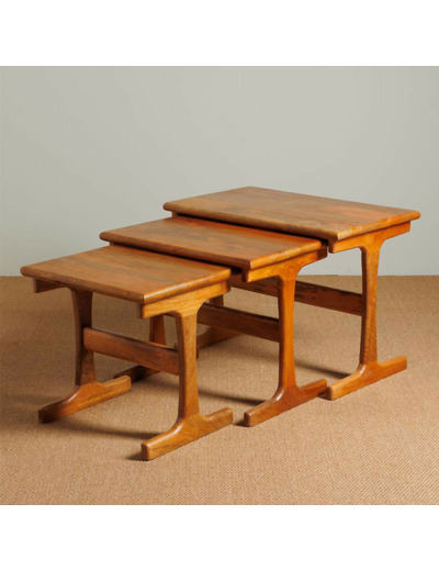 Ensemble Tables d'Appoint Gigognes Trato Bois de Manguier 62x45x38cm