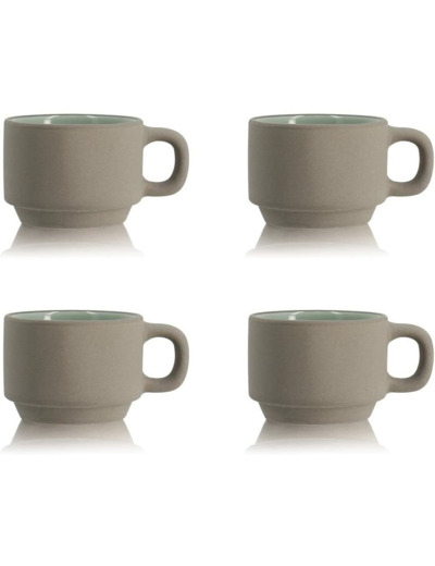 LOT DE 4 TASSES OUTO 10CL EN GRÈS