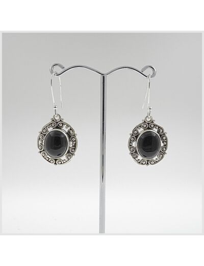 Boucles d'oreilles Onyx et Argent Massif