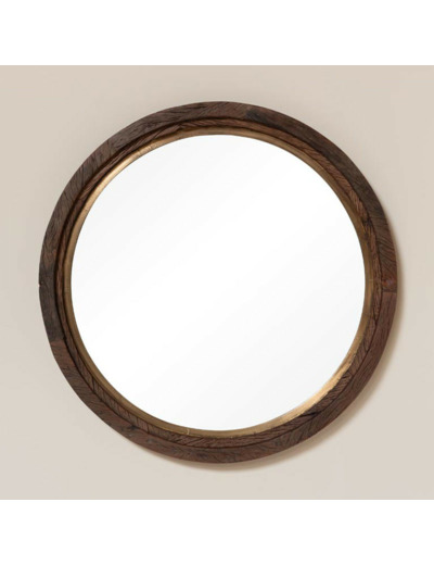 Grand Miroir Rond Éclat Rustique en Laiton 90x8cm
