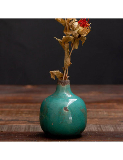 Vase mini céramique vert 9x9x10cm