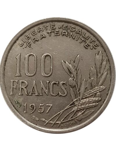 FRANCE 100 FRANCS COCHET 1957 TTB