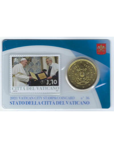 VATICAN 2021 50 CENTIMES B.U COINCARD Numero 36