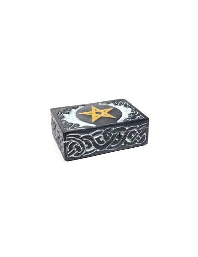 Boîte pour tarots en pierre à savon motif pentacle