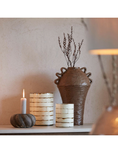 Photophore cylindrique blanc cassé DRONERI10x13 cm