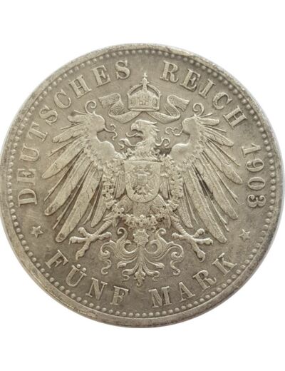 ALLEMAGNE BAVARIA 5 MARK 1903 D TTB