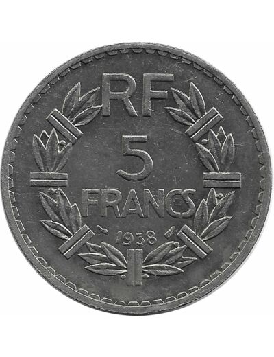 FRANCE 5 FRANCS NICKEL LAVRILLIER 1938 SUP- COUP