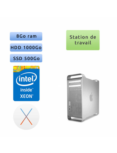 Apple Mac Pro Quad Core Xeon 3.2Ghz A1289 (EMC 2314-2) 8Go 1To & 500Go SSD - MacPro5,1 - Station de Travail