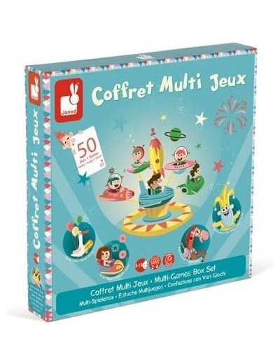 Janod - Coffret Multi-Jeux Carrousel - Jeux de Société Classiques -