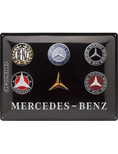 Plaque métal - Logos Mercedes - 30x40cm.