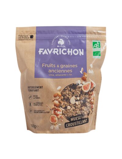 Muesli croustillant fruits et graines anciennes-450g-Favrichon